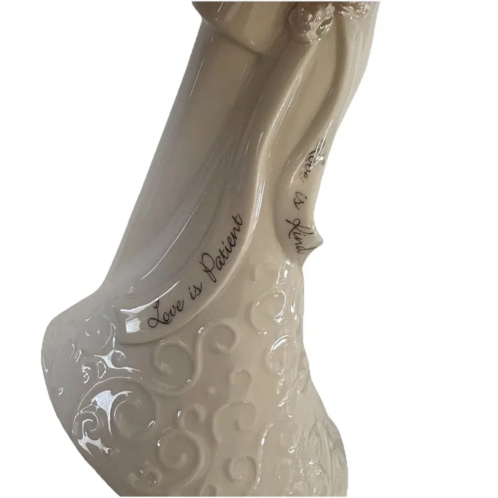Wedding Cake Topper Bride & Groom Roman “Love is Patient…” 8.75” Tall Porcelain